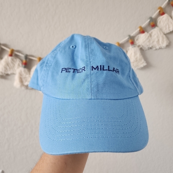 Peter Millar Light Blue Baseball Canvas Cotton Cap Golf NWT One Size Mens - Picture 1 of 7